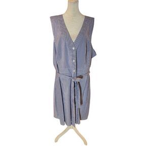 Rachel Rachel Roy Plus 24W Blue Striped Sabrina Dress Knee Length